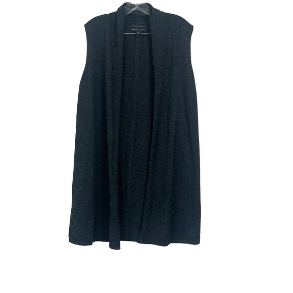 Tahari Womens Cardigan L Pure Luxe Cashmere Open Tunic Sweater Vest Sleeveless - Picture 1 of 8